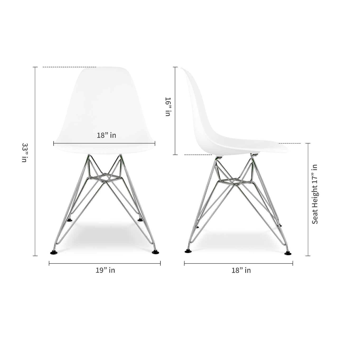 Eiffel Chair With Steel Legs, White