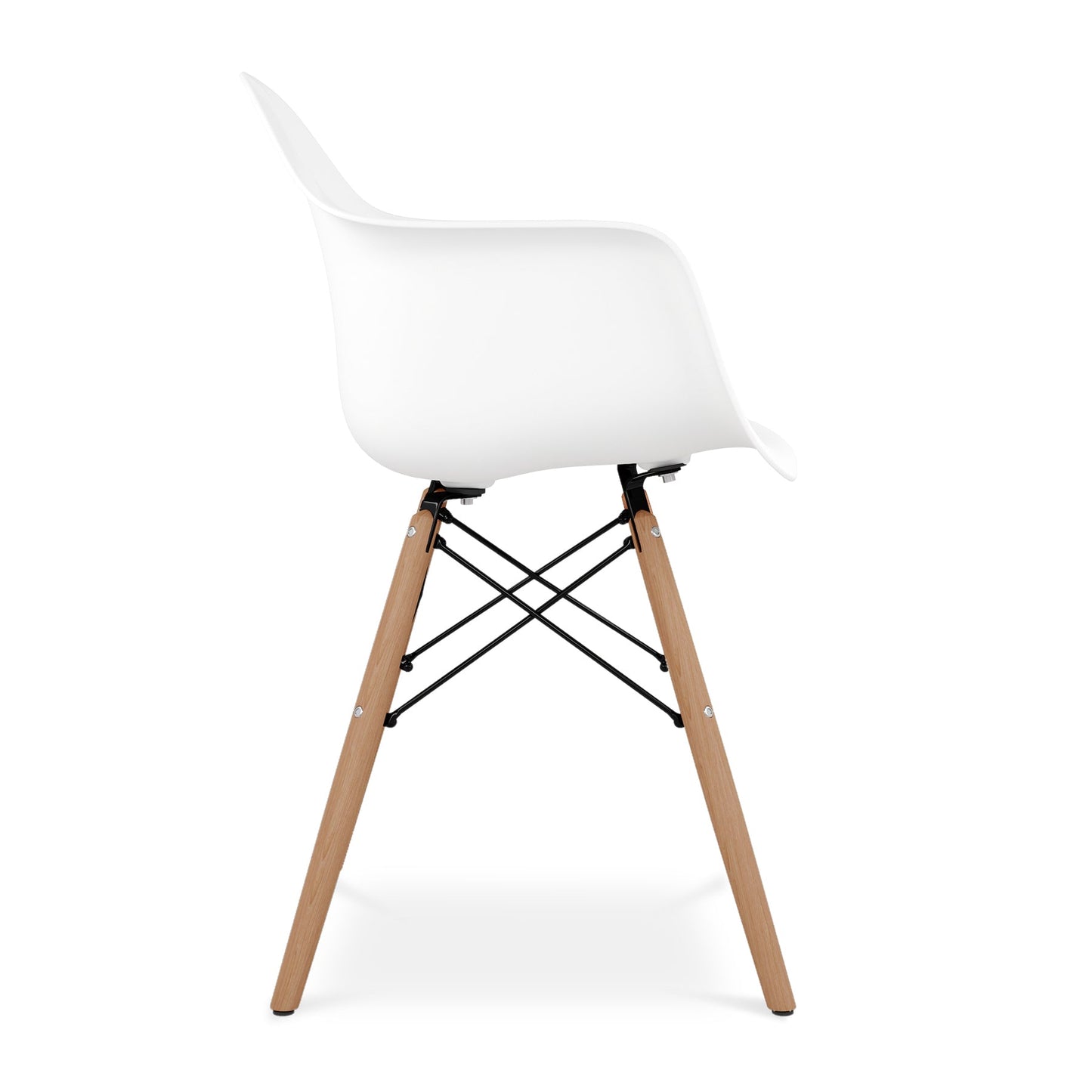 Eiffel Armchair With Wood Legs, White