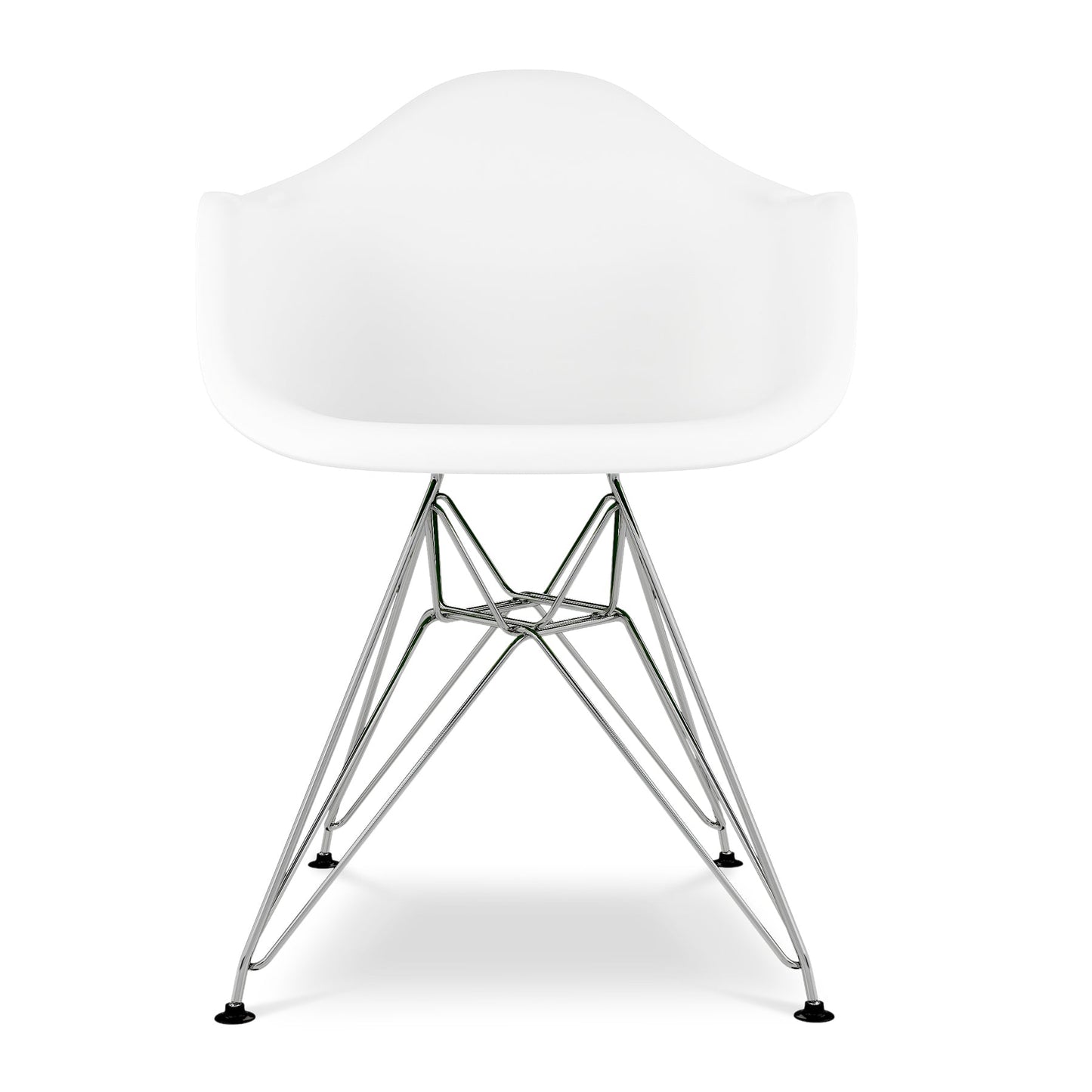 Eiffel Armchair With Steel Legs, White