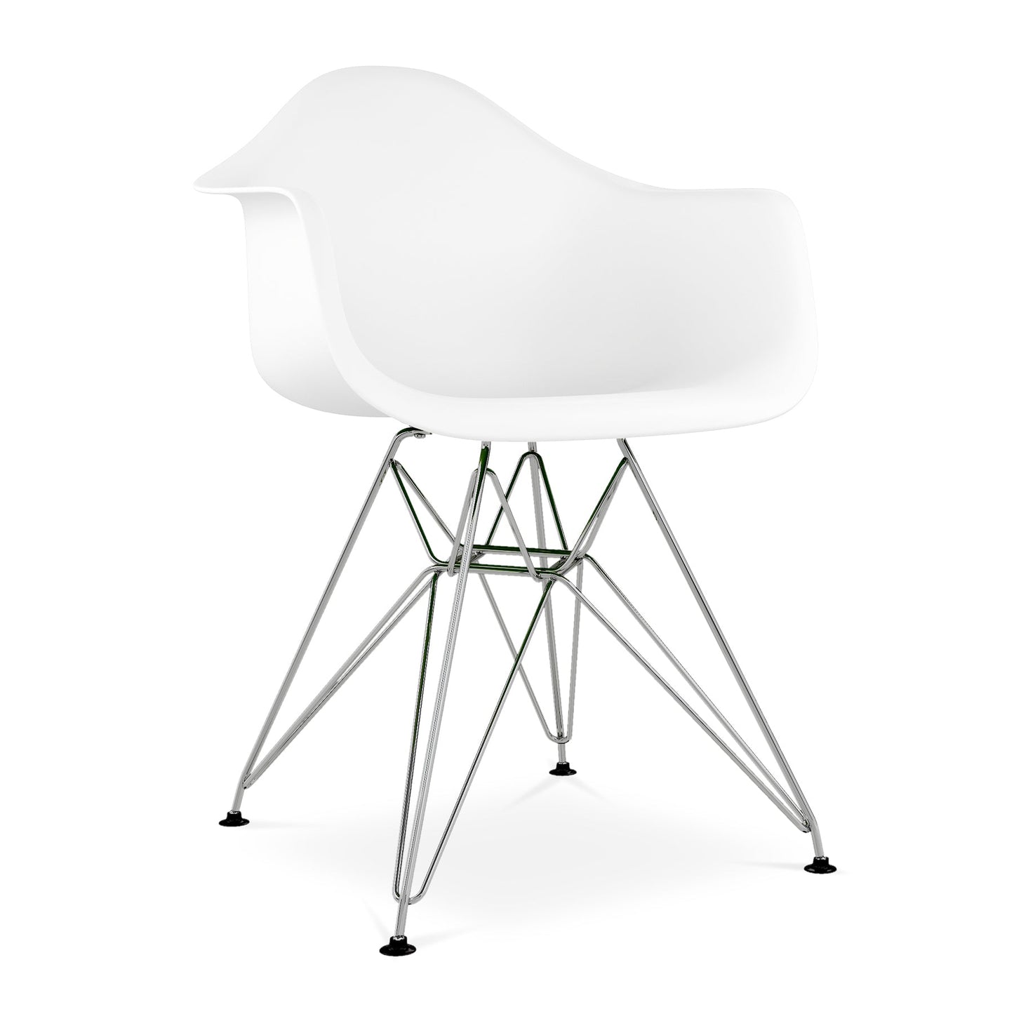 Eiffel Armchair With Steel Legs, White