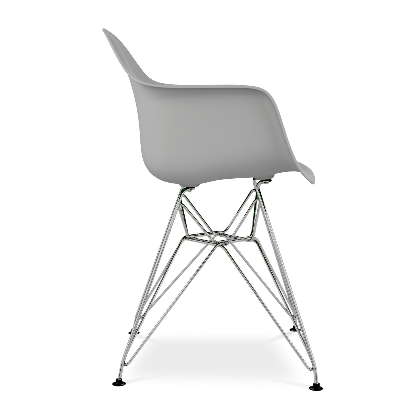 Eiffel Armchair With Steel Legs, Gray