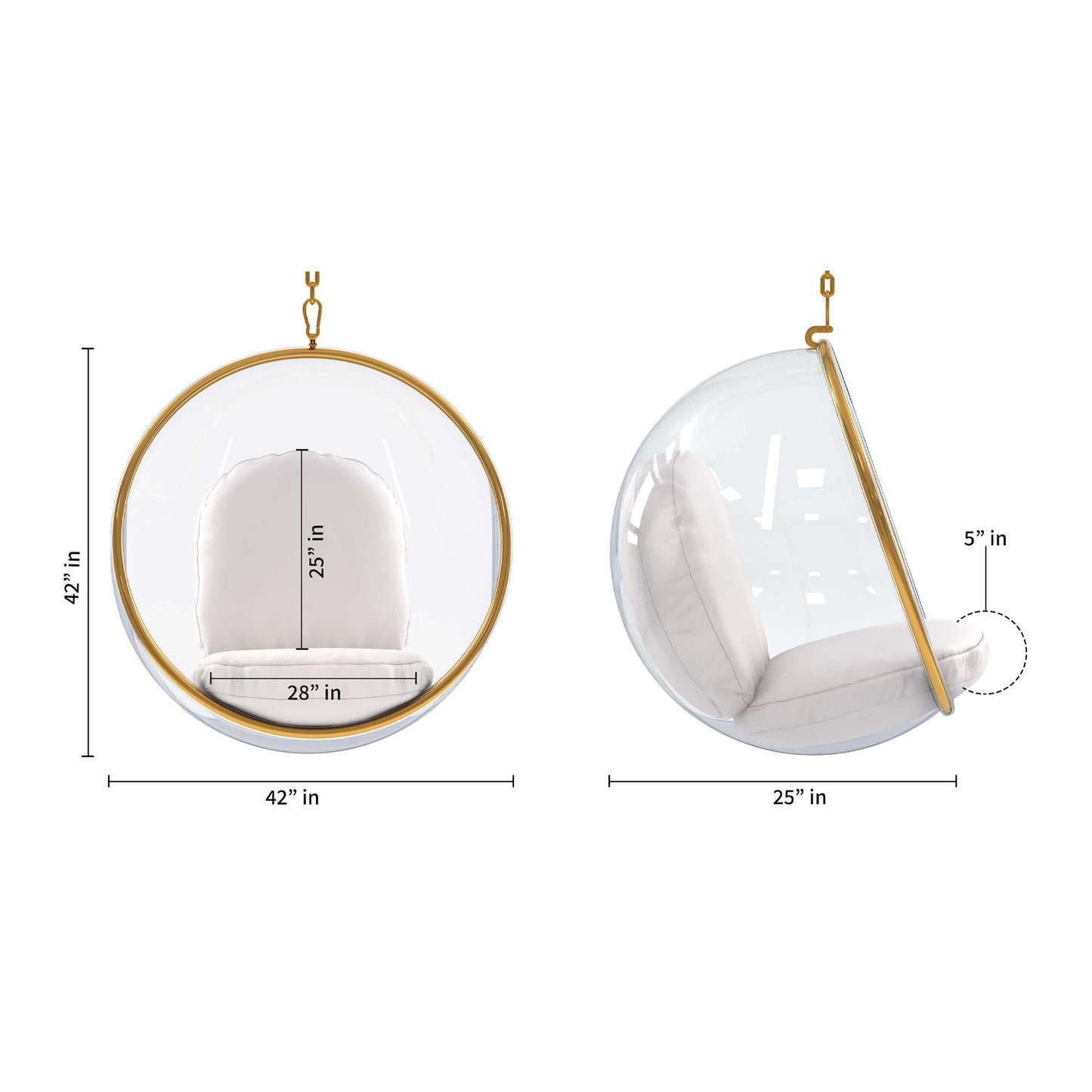 Hanging Bubble Chair With Stand, Gold Special Edition
