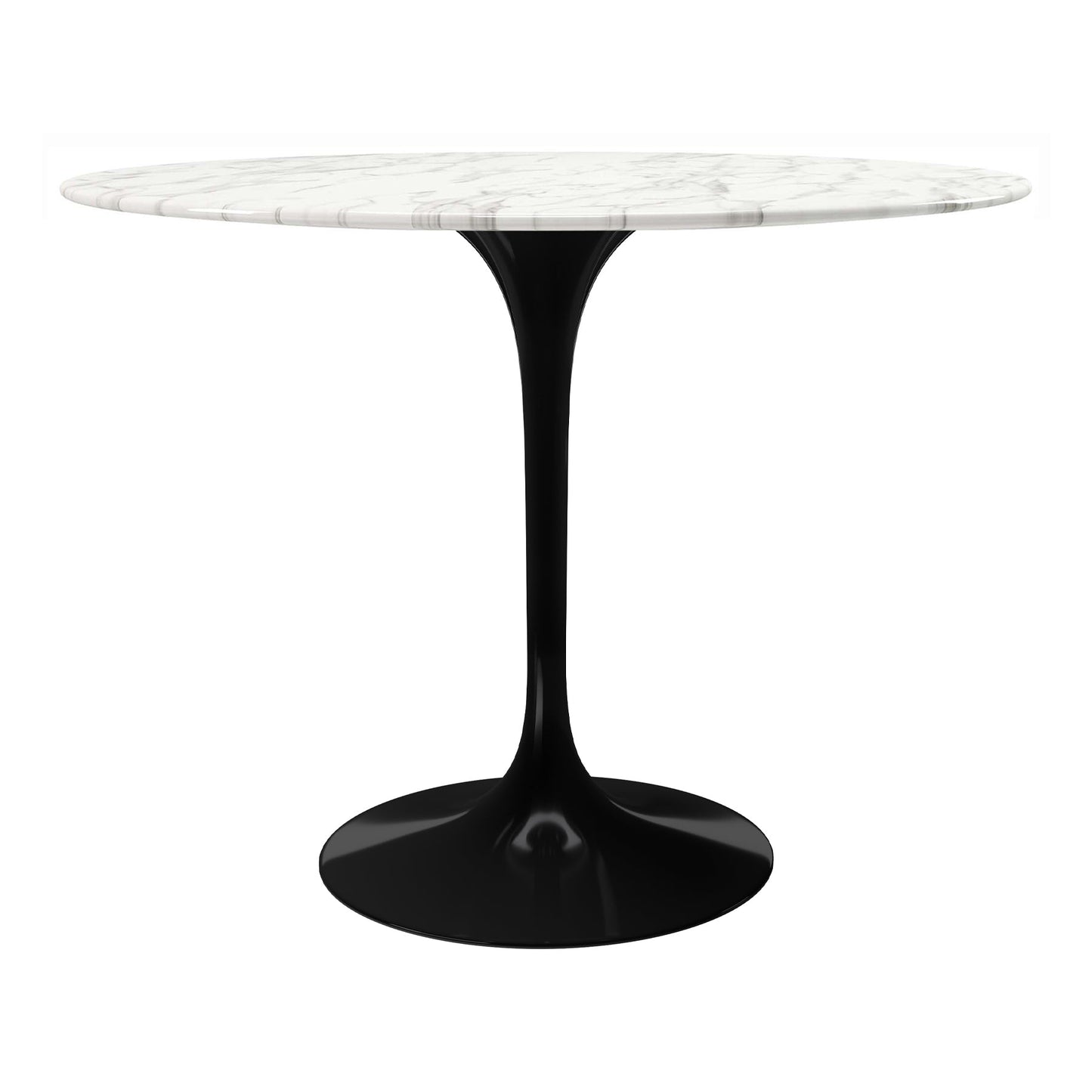 Tulip Marble Dining Table - 40" Round, Black Base