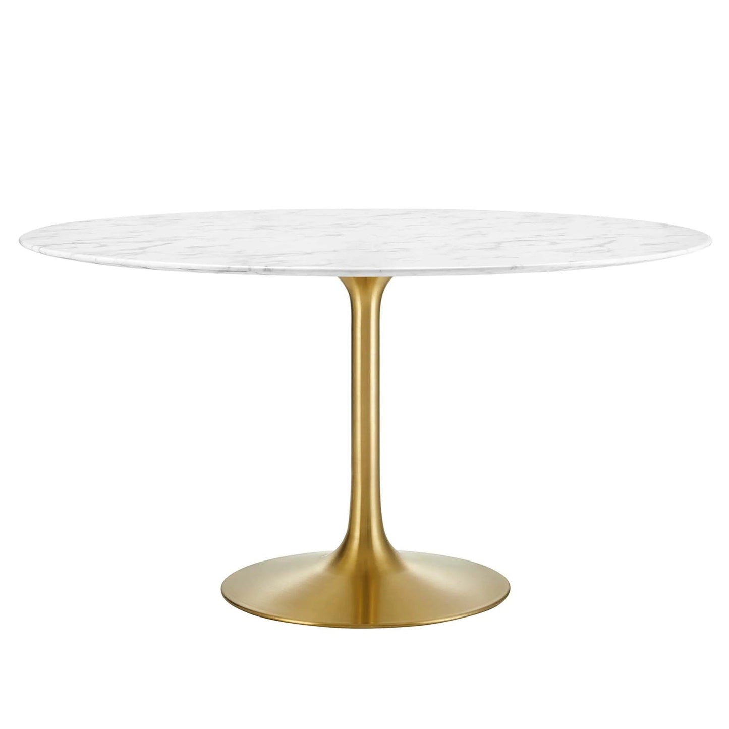 Tulip Marble Dining Table, 54" Round, Gold Base