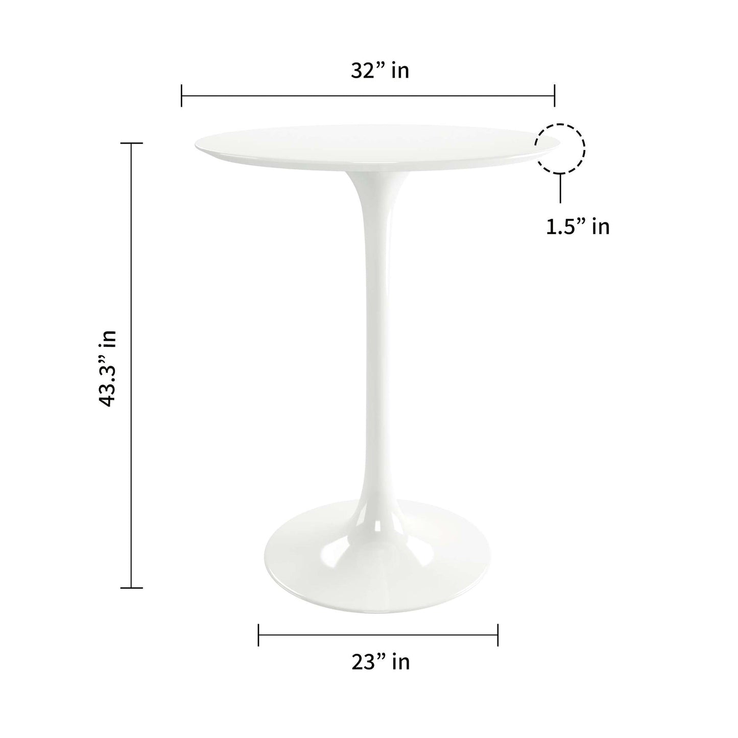 Tulip Fiberglass Bar Table, 32" Round