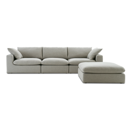 Duke 119" Deep Seat Sectional Sofa With Ottoman, 3 Seater, Gray