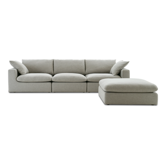 Duke 119" Deep Seat Sectional Sofa With Ottoman, 3 Seater, Gray