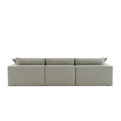 Duke 119" Deep Seat Sectional Sofa With Ottoman, 3 Seater, Gray