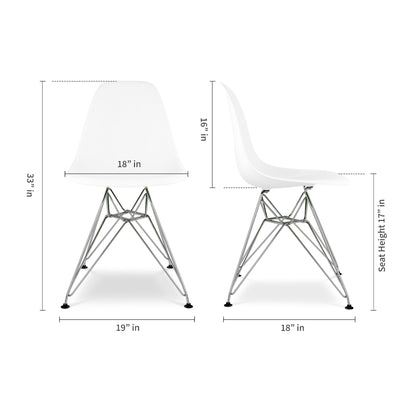 Eiffel Chair With Steel Legs, White