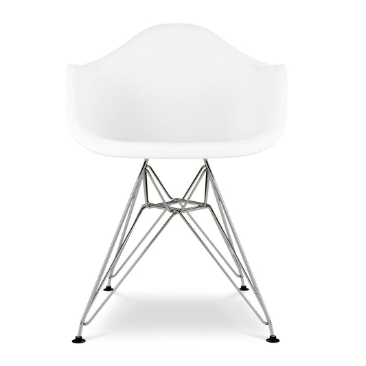 Eiffel Armchair With Steel Legs, White