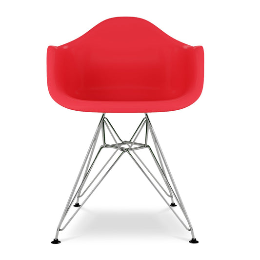 Eiffel Armchair With Steel Legs, Red
