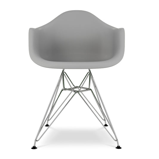 Eiffel Armchair With Steel Legs, Gray