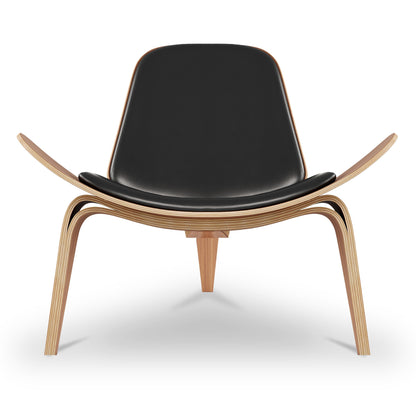 Arch Shell Chair, Black Italian Leather