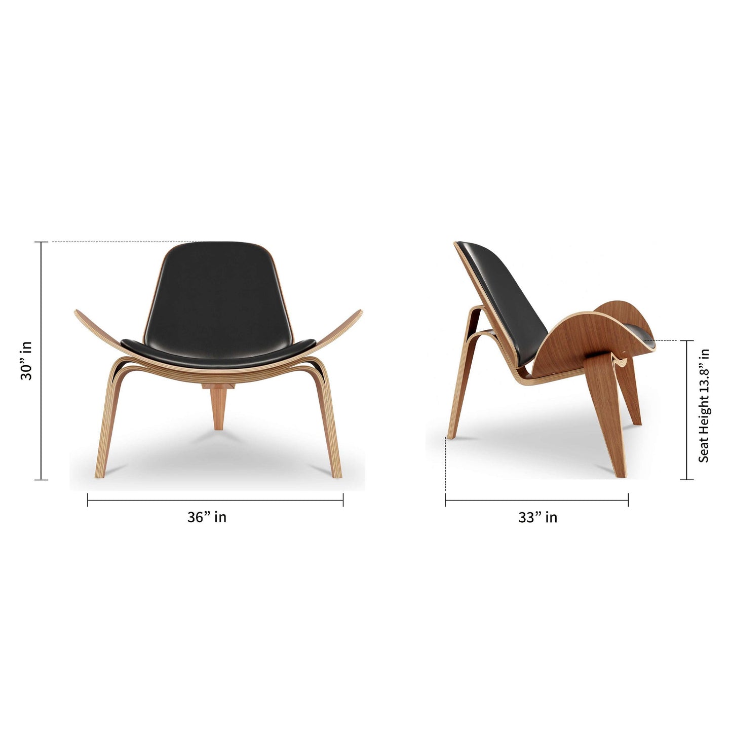 Arch Shell Chair, Black Faux Leather
