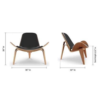 Arch Shell Chair, Black Italian Leather