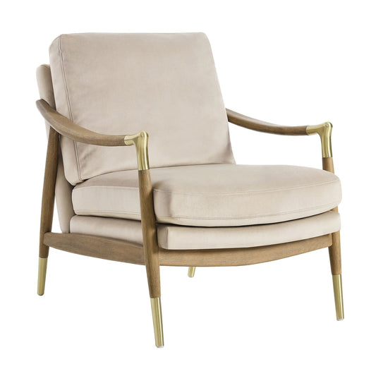 Rollins Velvet Armchair, Almond