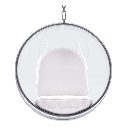 Hanging Bubble Chair, White Cushions