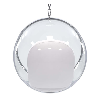 Hanging Bubble Chair, White Cushions