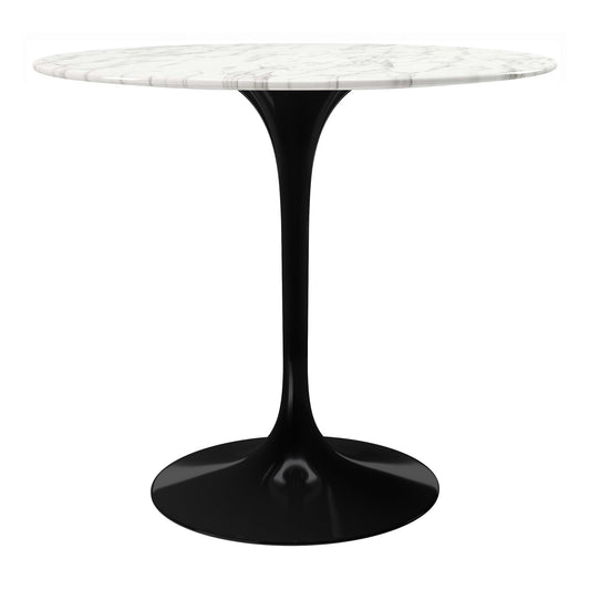 Tulip Marble Dining Table - 32" Round, Black Base
