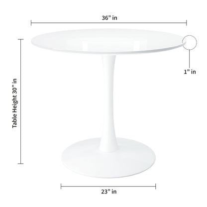 Tulip Wood Top Dining Table, 36" Round White
