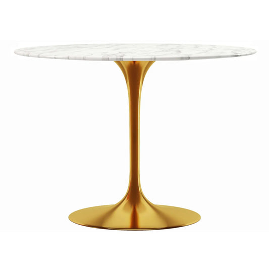Tulip Marble Dining Table - 40" Round, Gold Base