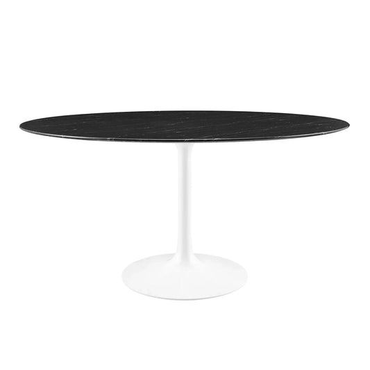 Tulip Marble Dining Table - 60" Round White Base