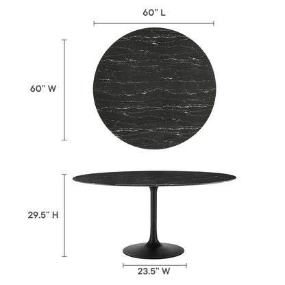 Tulip Marble Dining Table - 60" Round, Black